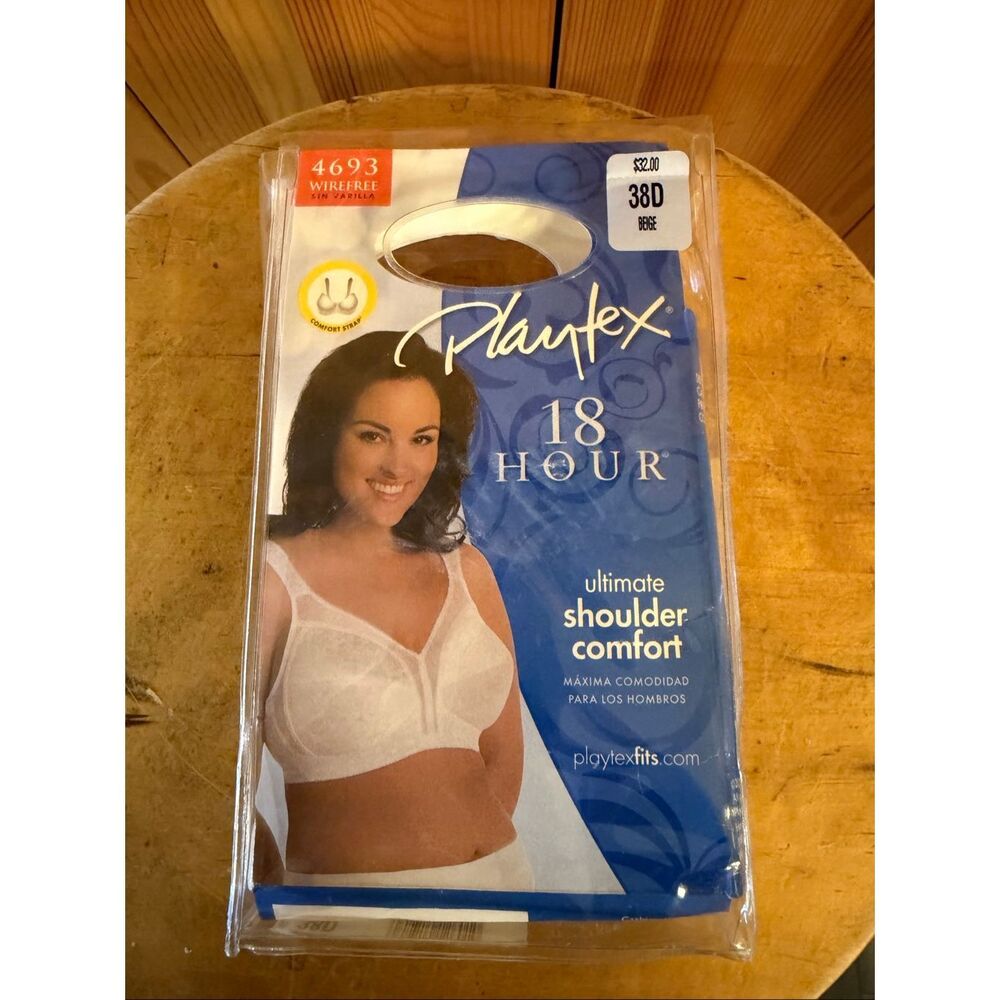 Playtex 18 Hour White Bra - Ultimate Shoulder Comfort (38D)
